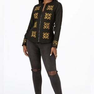 NWT Ray Darten Awero Embroidery Jacket / Tunic Black‎ Gold Size 4X